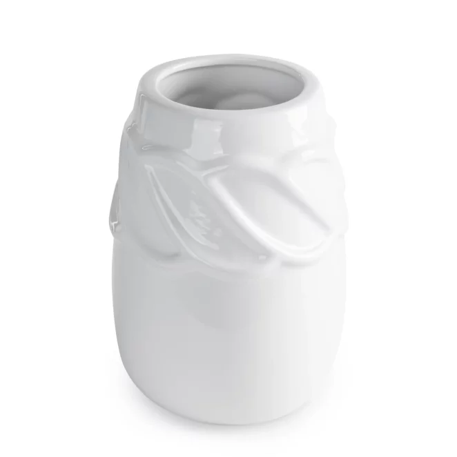 Wazon biały dekoracyjny z wypukłym dekoracyjnym wzorem 15x15x20 cm LISA Eurofirany