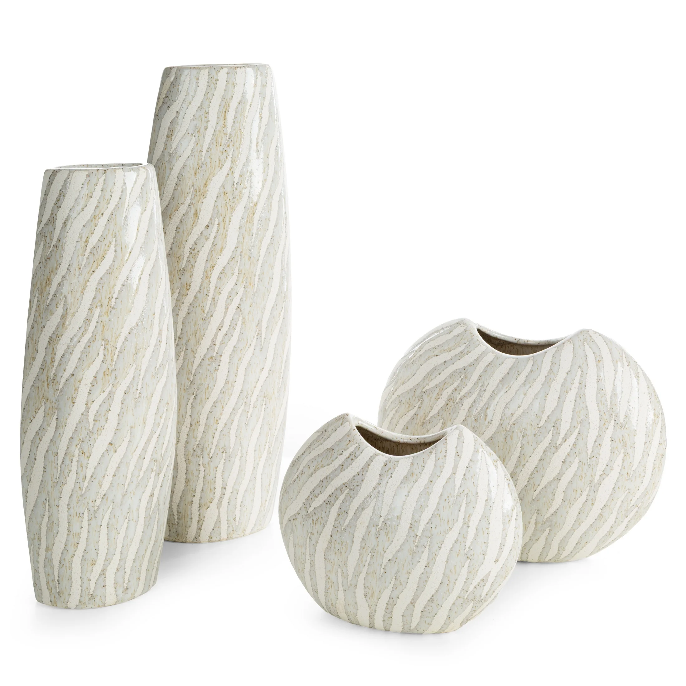 Wazon ceramiczny biało popielaty o dekoracyjnej strukturze 26x21 cm ADA Eurofirany