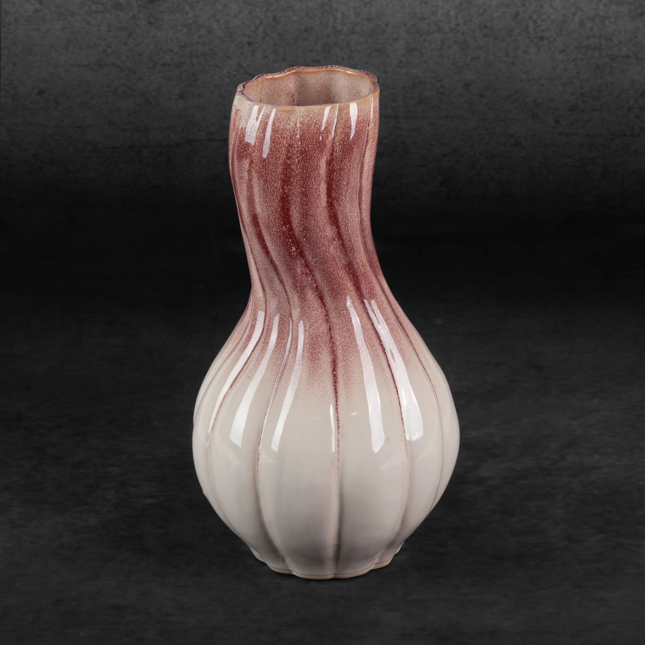 Wazon ceramiczny kremowo-różowy z efektem ombre średnica 17x32 cm EVITA Eurofirany