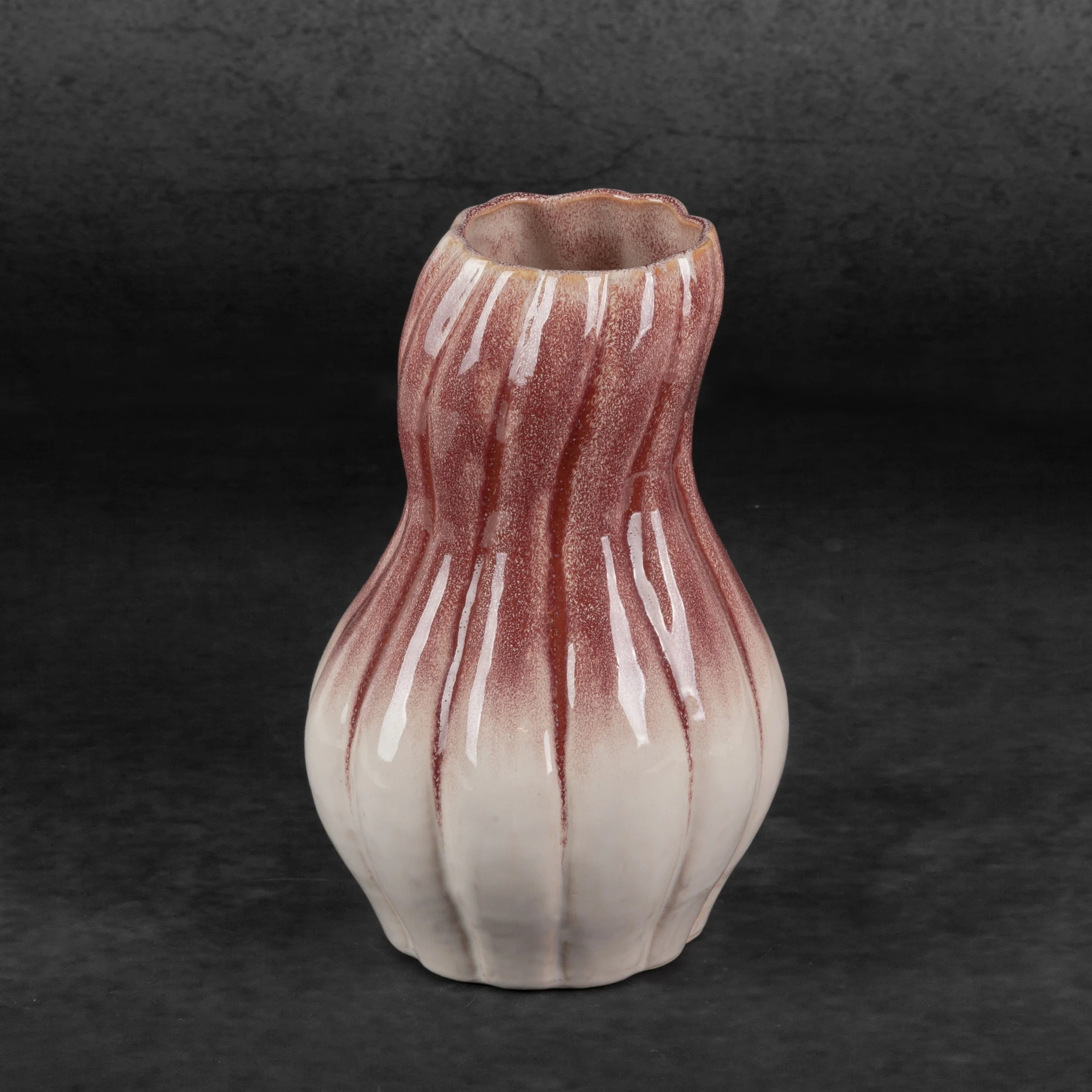 Wazon ceramiczny kremowo-różowy z efektem ombre średnica 16x25 cm EVITA Eurofirany
