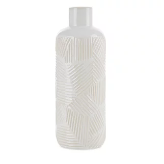 Wazon ceramiczny kremowy dekoracyjny z wytłaczanym wzorem średnica 12x33 cm ROMINA Eurofirany
