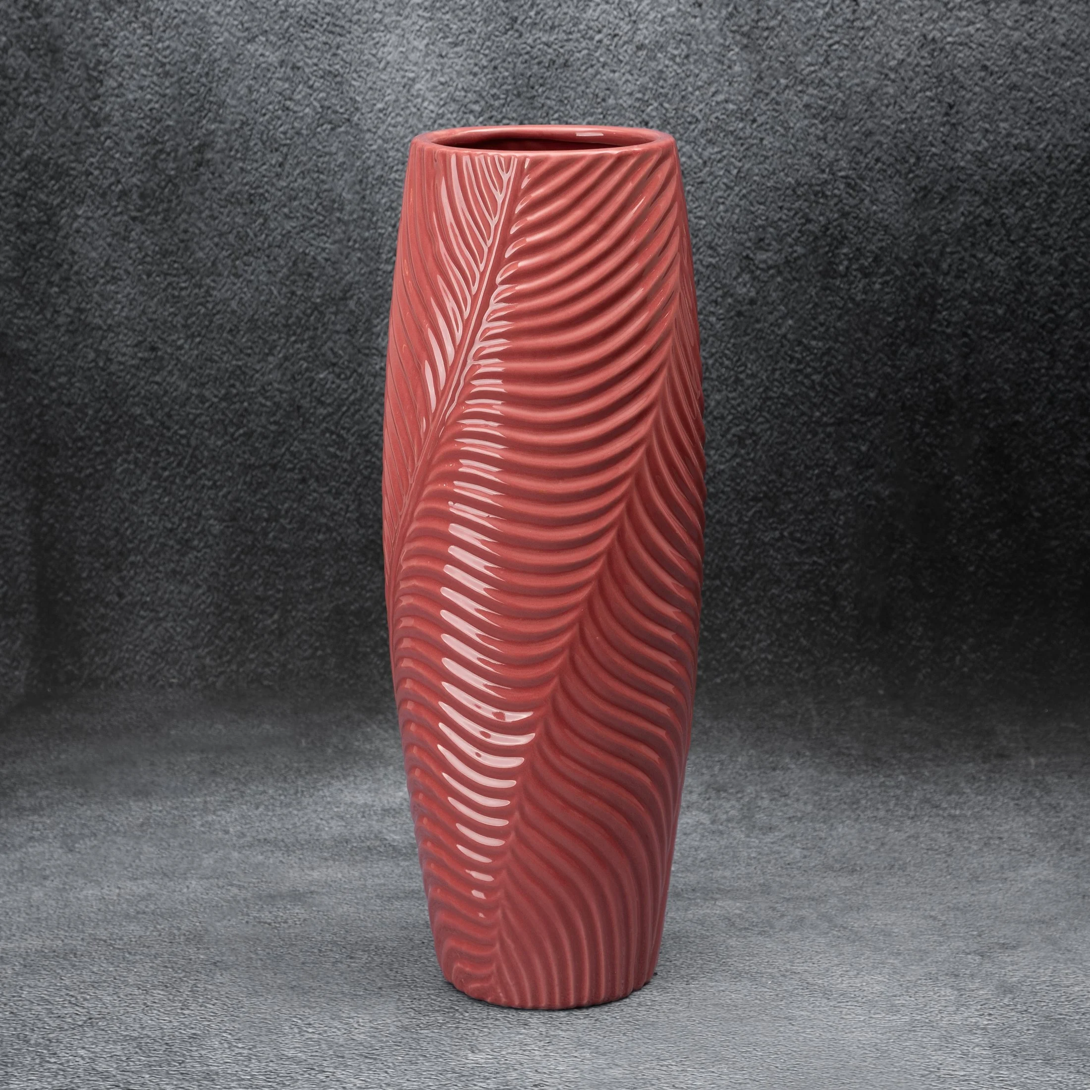 Wazon ceramiczny SENA różowy z wytłaczanym wzorem Eurofirany