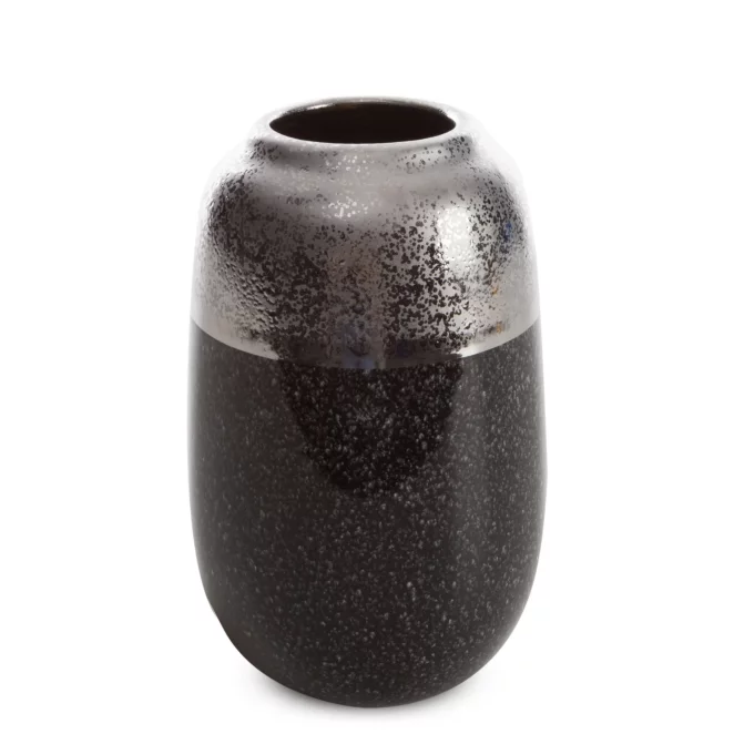 Wazon ceramiczny srebrno-stalowy 14x14x22 cm LEO Eurofirany