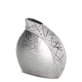Wazon ceramiczny srebrny łączący strukturalną powierzchnie z lśniącym wzorem 20x8x19 cm ALIRA Eurofirany