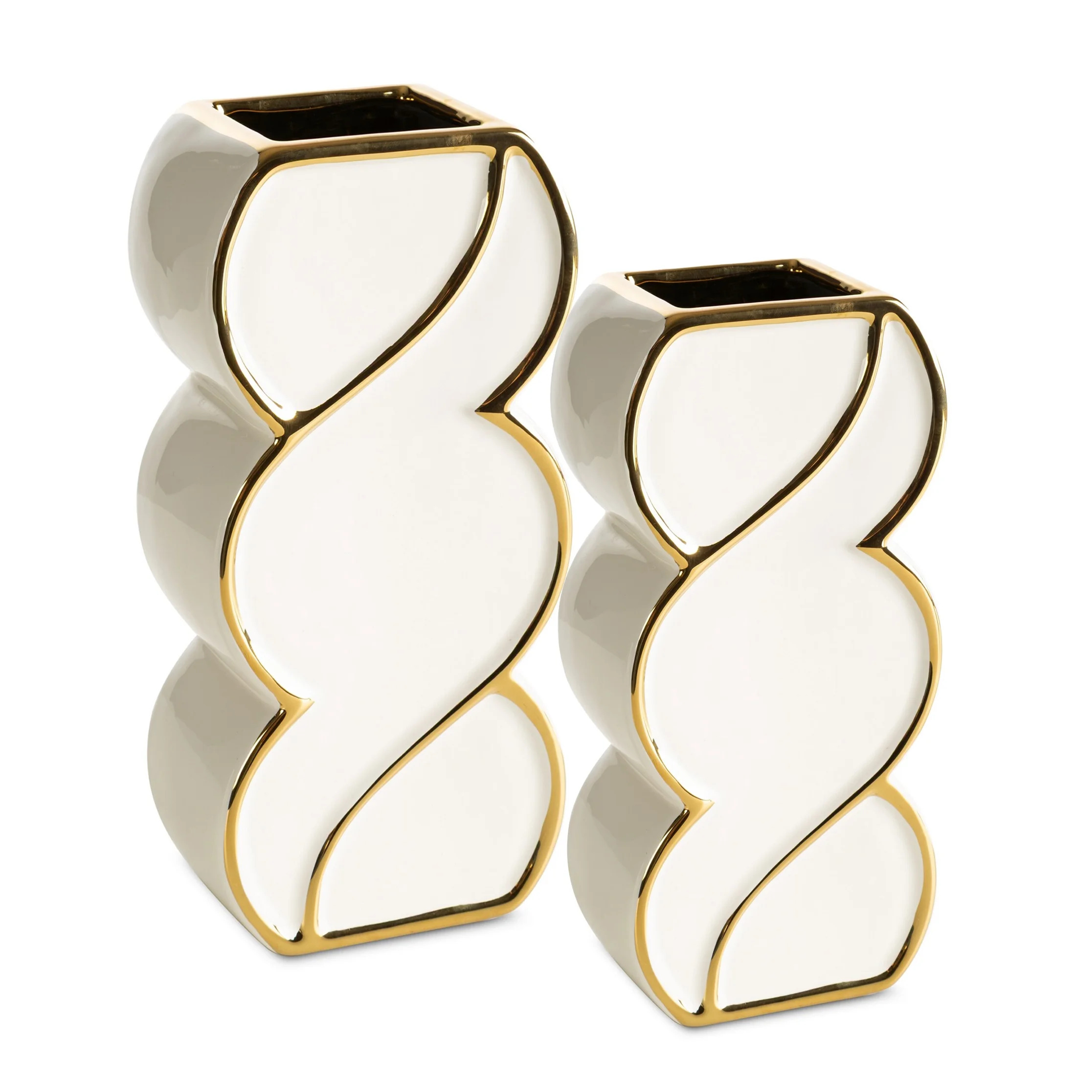 Wazon dekoracyjny biało-złoty z 12x8x25 cm o eleganckiej formie ELEA2 Eurofirany