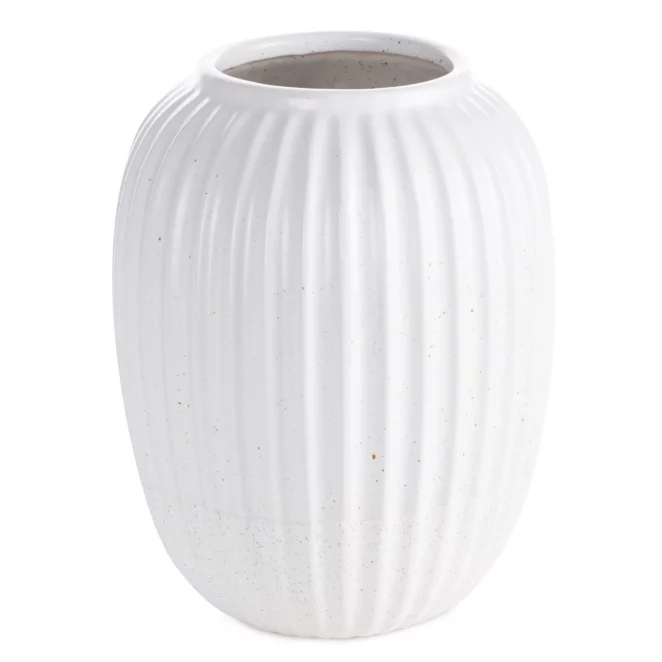 Wazon dekoracyjny biały zdobiony tłoczonym wzorem prążków 20x25 cm KAJLA Eurofirany