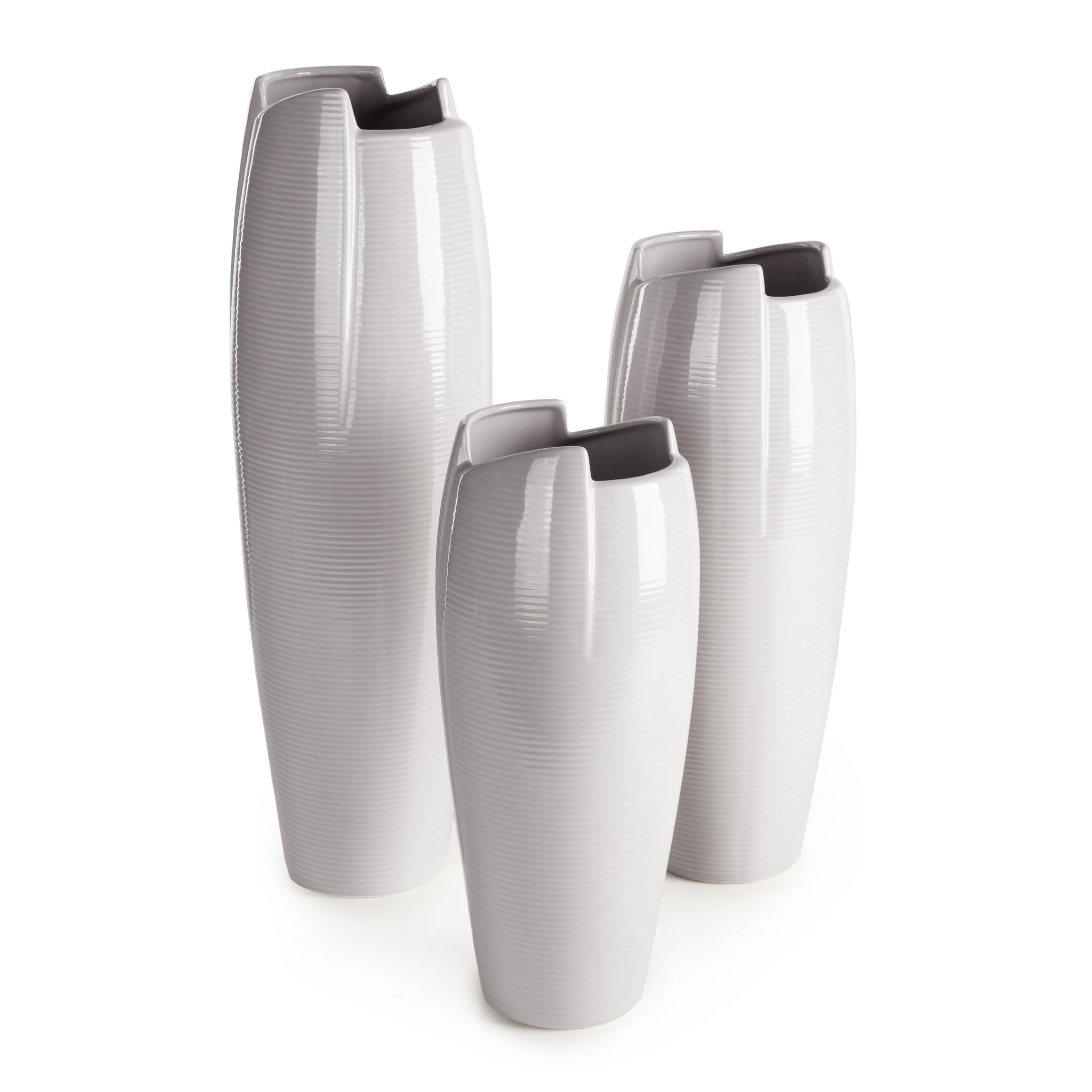 Wazon popielaty dekoracyjny o minimalistycznej formie 17x17x39 cm HALI Eurofirany