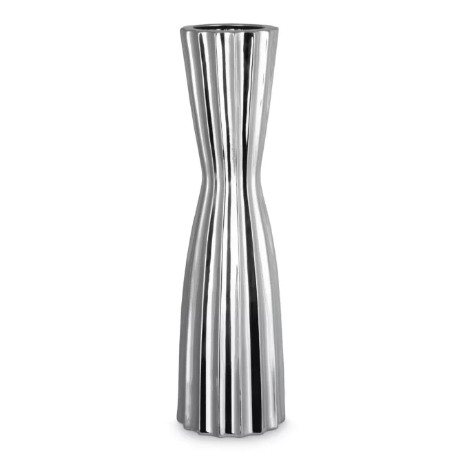 Wazon srebrny dekoracyjny o smukłej formie średnica 17x58 cm LEILA  Eurofirany