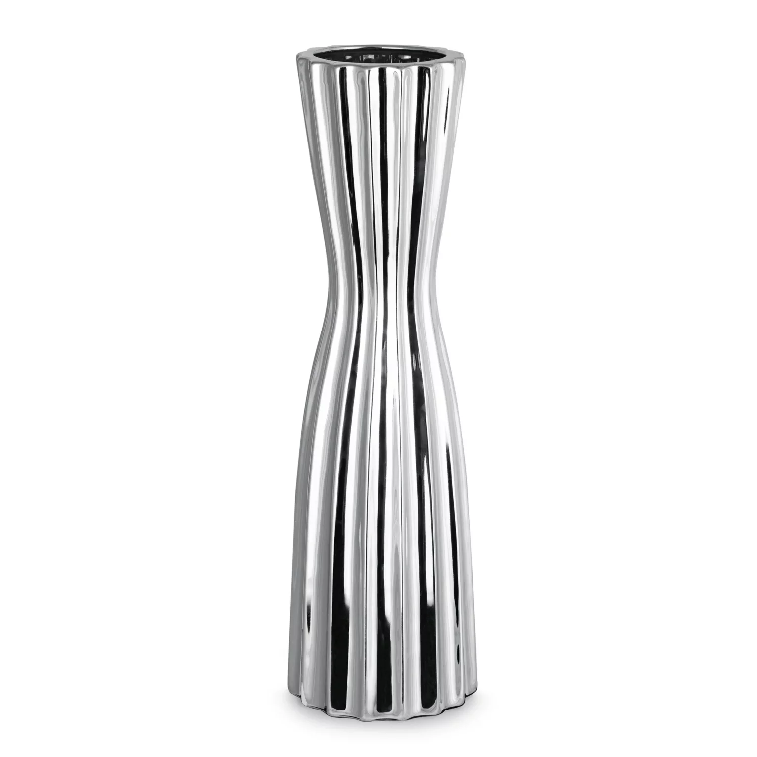 Wazon srebrny dekoracyjny w minimalistycznym stylu średnica 14x46 cm LEILA Eurofirany