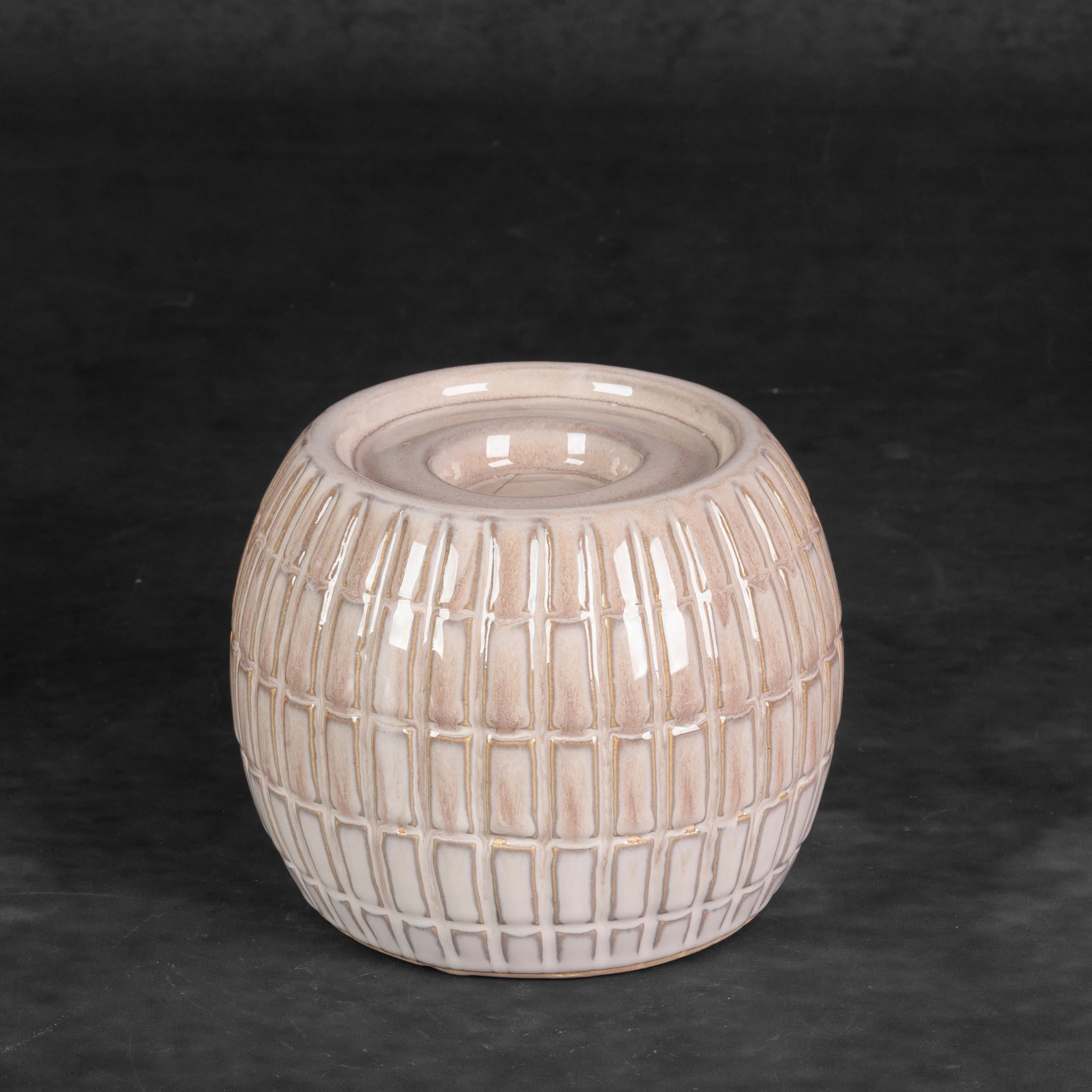 Świecznik ceramiczny kremowo-beżowy średnica 13x11 cm EDNA Eurofirany