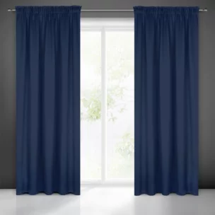 Zasłona granatowa z gładkiej matowej tkaniny zaciemniającej 135x270 cm taśma BLACKOUT Eurofirany