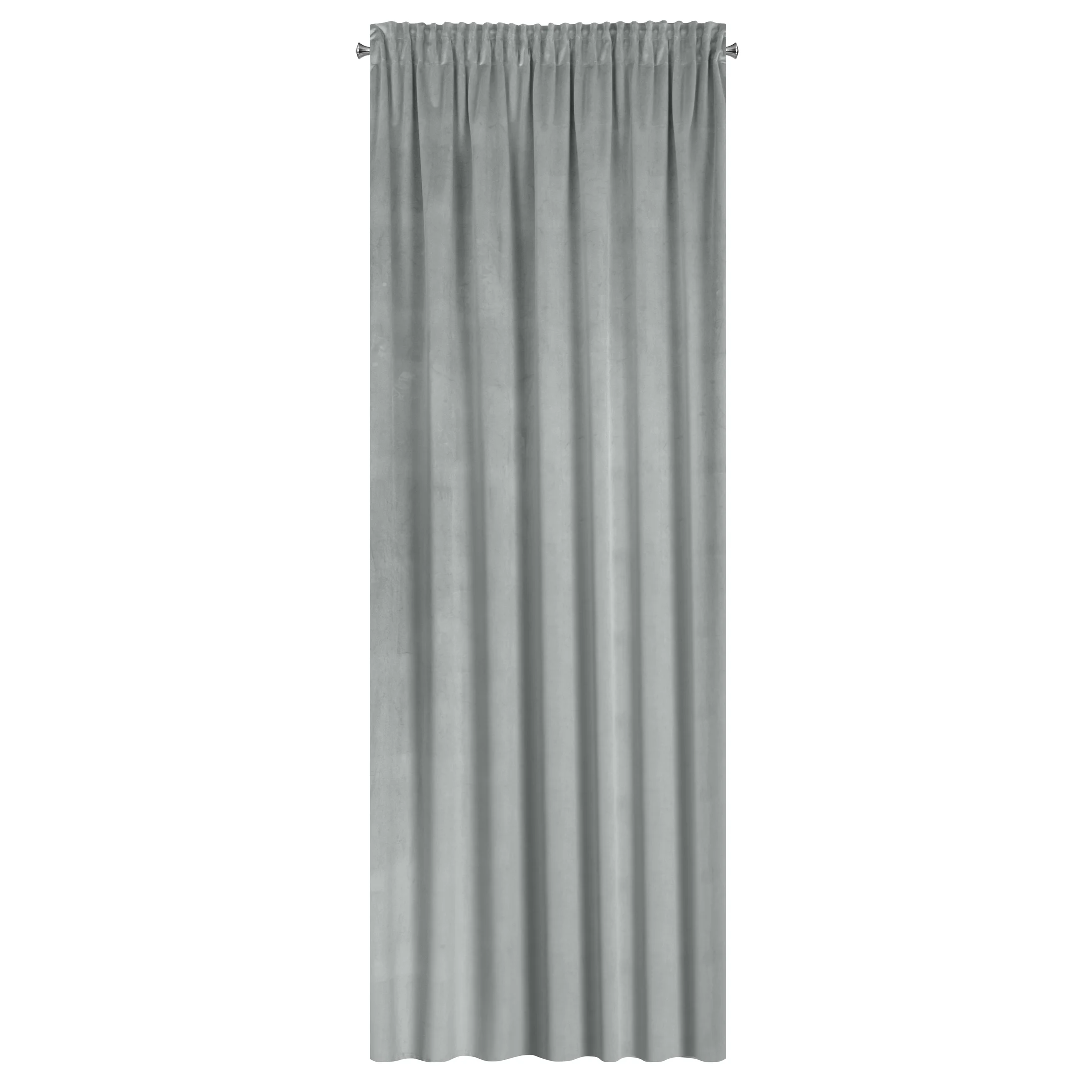 Zasłona jasnoszara z tkaniny welwetowej, troczek w zestwie 140x300 cm taśma - ANTARA Eurofirany