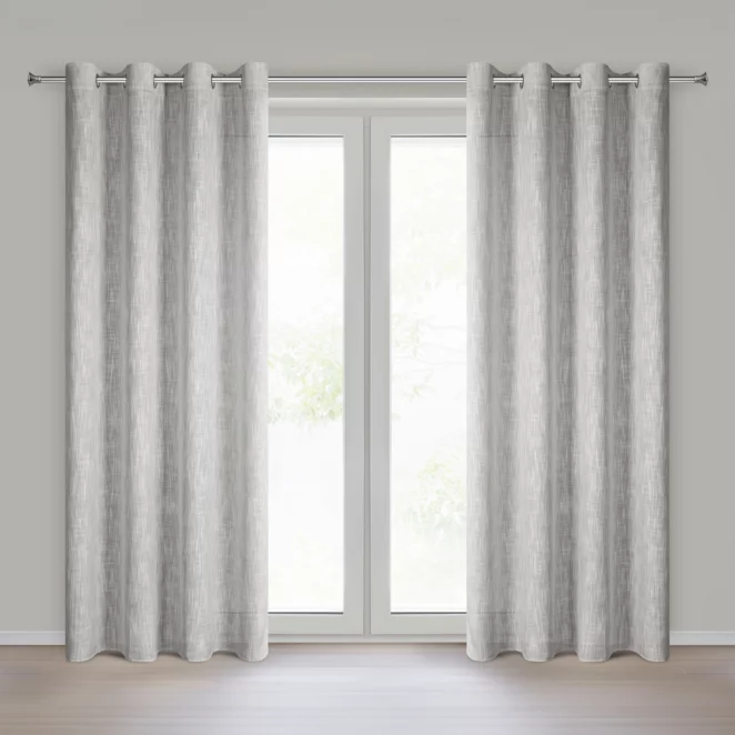 Zasłona beżowa o naturalnym splocie z efektem melanżu 140x250 cm przelotka - MADI Eurofirany