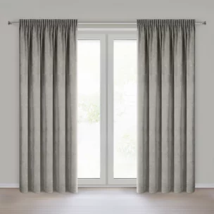 Zasłona  beżowa o szenilowej strukturze 140x270 cm taśma - NESKA Eurofirany