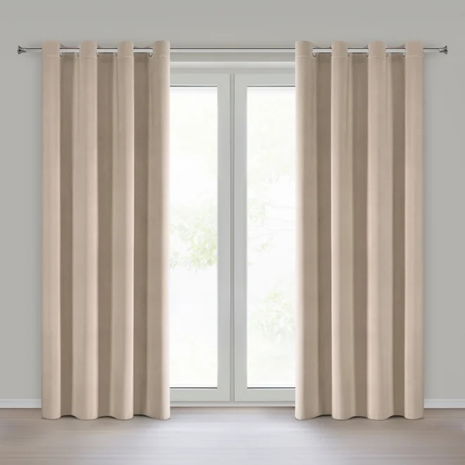 Zasłona beżowa szenilowa 140x250 cm przelotka - MEGI Eurofirany