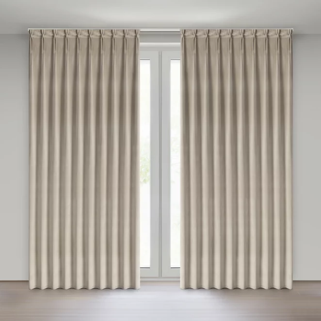 Zasłona beżowa z welwetowej tkaniny 125x270 cm system flex - MELANIE Eurofirany
