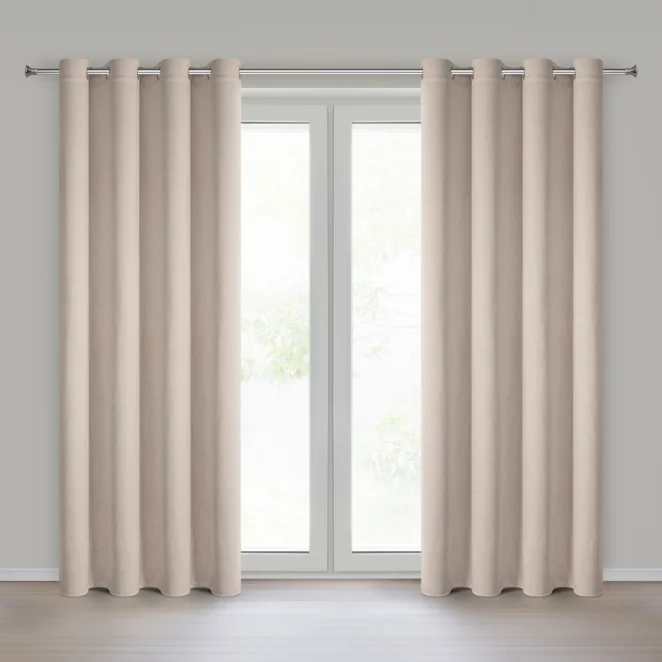 Zasłona beżowa z żakardowym wzorem jodełki 140x250 cm przelotka - BLAKE Eurofirany