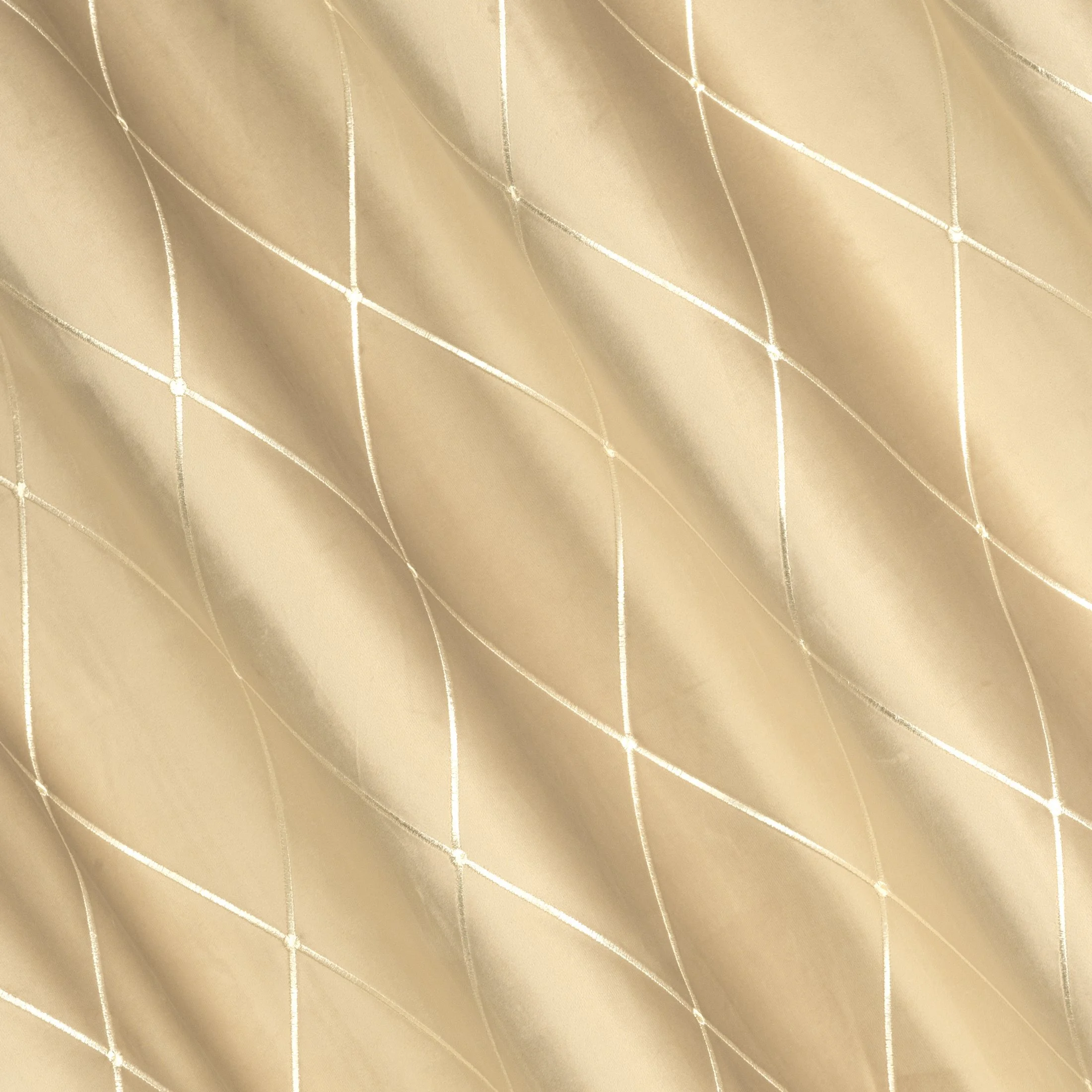 Zasłona beżowo, złota haftowana w duże karo z tkaniny welwetowej 140x250 cm przelotka MARGO Pierre Cardin Eurofirany