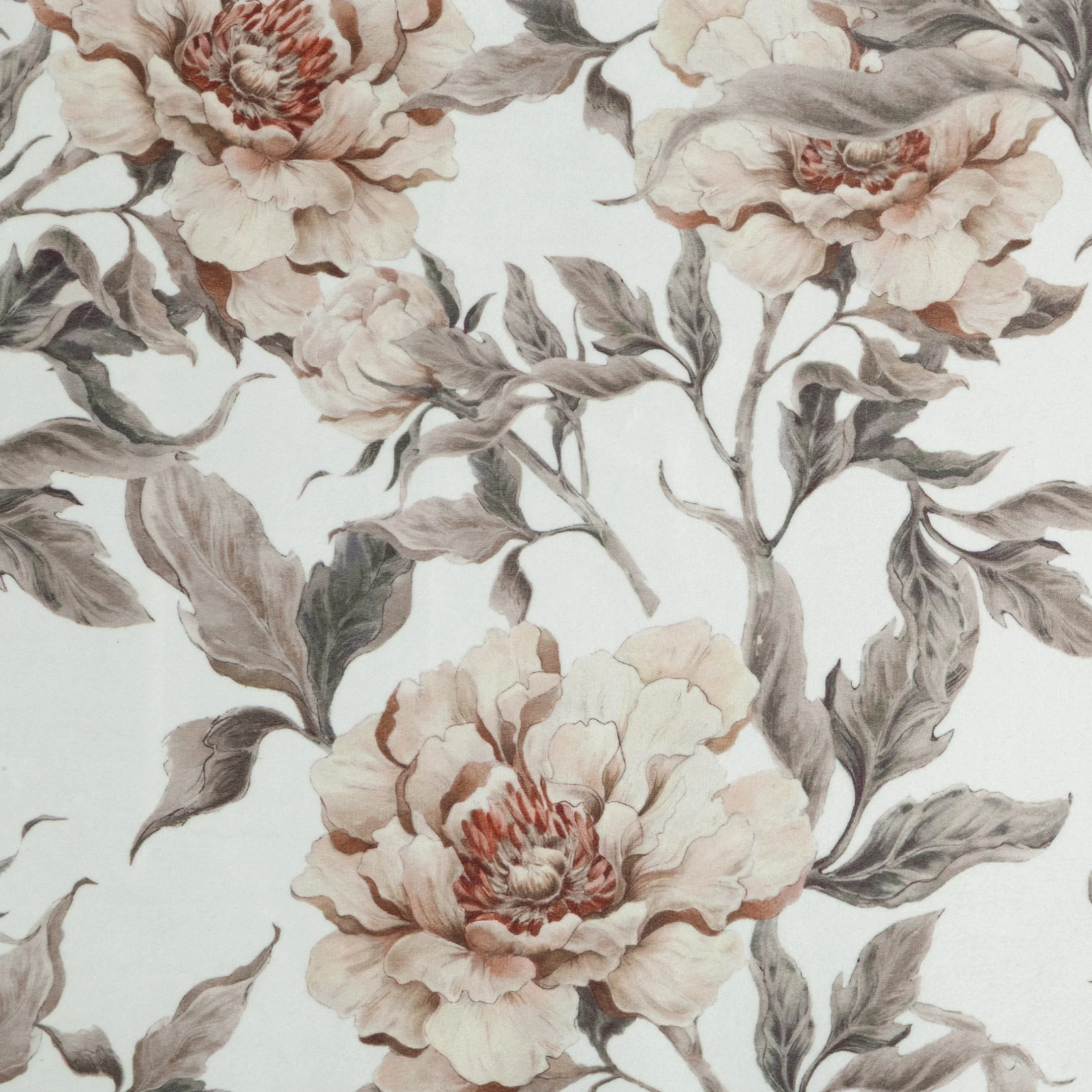 Zasłona biało, beżowa welwetowa z motywem kwiatów 140x250 cm przelotka - BEVERLY Eurofirany
