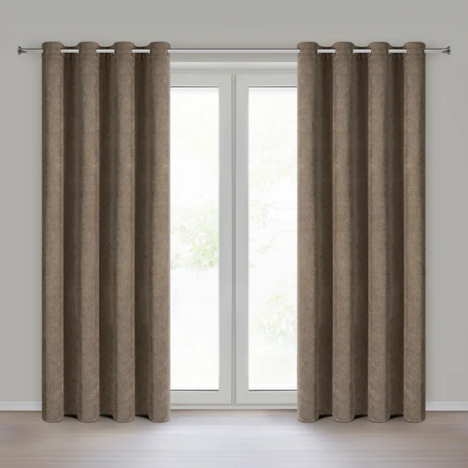Zasłona brązowa z żakardowym wzorem jodełki 140x250 cm przelotka - BLAKE Eurofirany