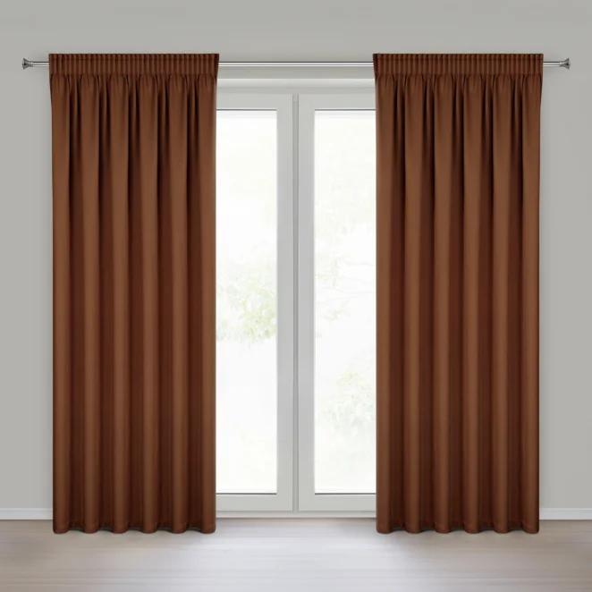 Zasłona ceglasta w stylu eko o widocznym splocie 140x270 cm taśma  - OLENA Eurofirany