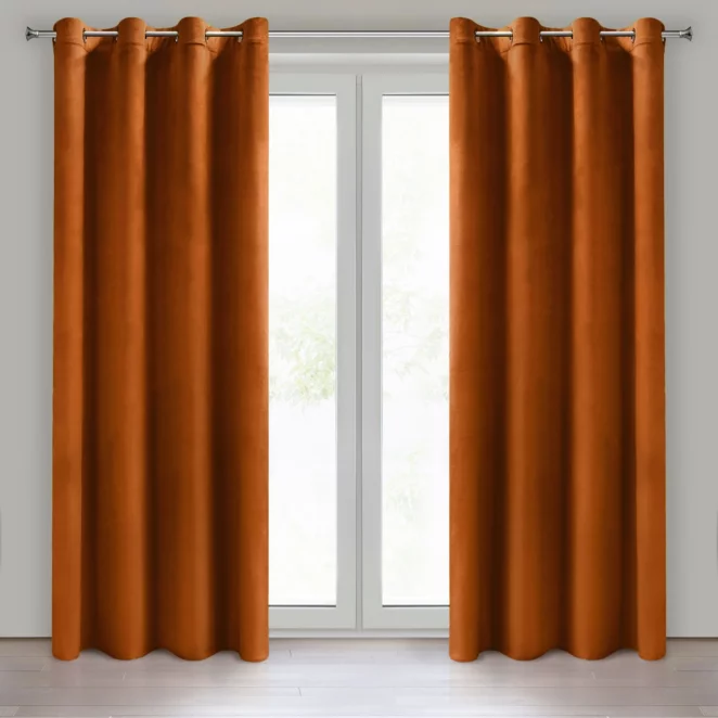 Zasłona ceglasta z aksamitnego gładkiego welwetu 140x250 cm przelotki - HEAVEN Eurofirany