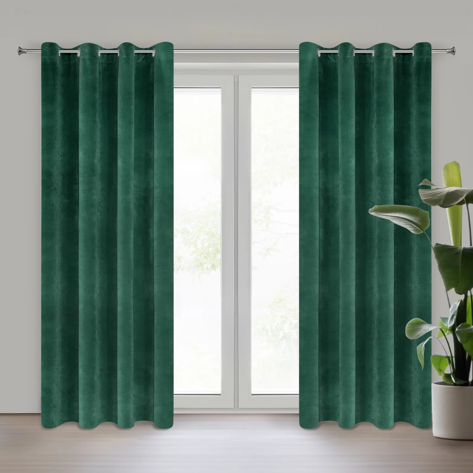 Zasłona ciemnozielona z ekskluzywnego matowego welwetu 140x250 cm przelotka VILLA Eurofirany