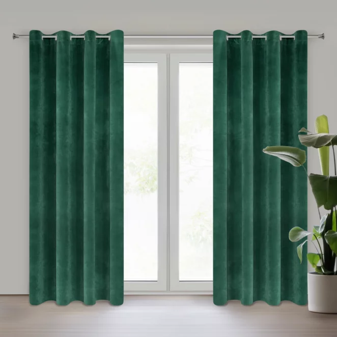 Zasłona ciemnozielona z ekskluzywnego matowego welwetu 140x250 cm przelotka VILLA Eurofirany