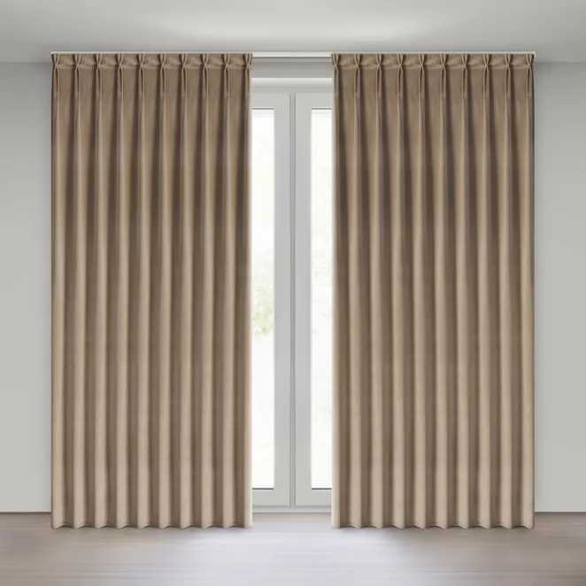 Zasłona ciemnobeżowa z welwetowej tkaniny 125x270 cm system flex - MELANIE Eurofirany