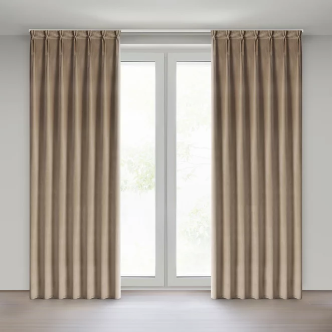 Zasłona ciemnobeżowa z welwetowej tkaniny 80x270 cm system flex - MELANIE Eurofirany