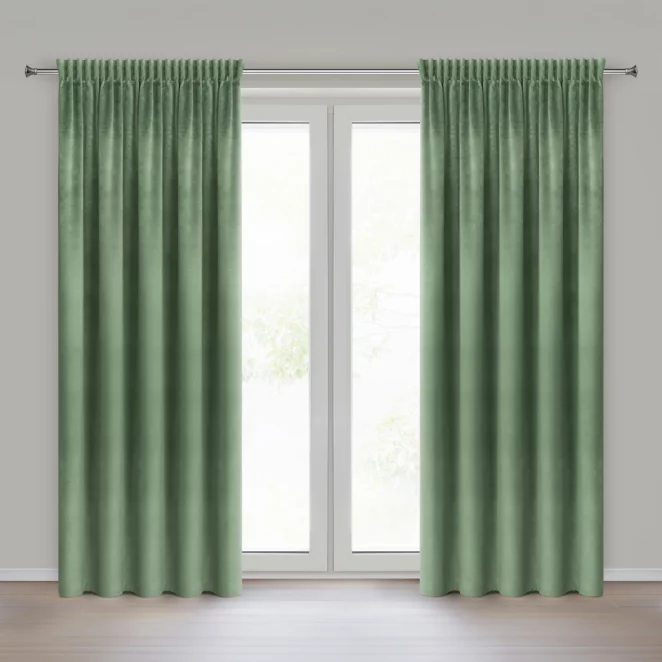 Zasłona ciemnomiętowa z tkaniny welwetowej 140x270 cm taśma ROSA Design 91 Eurofirany