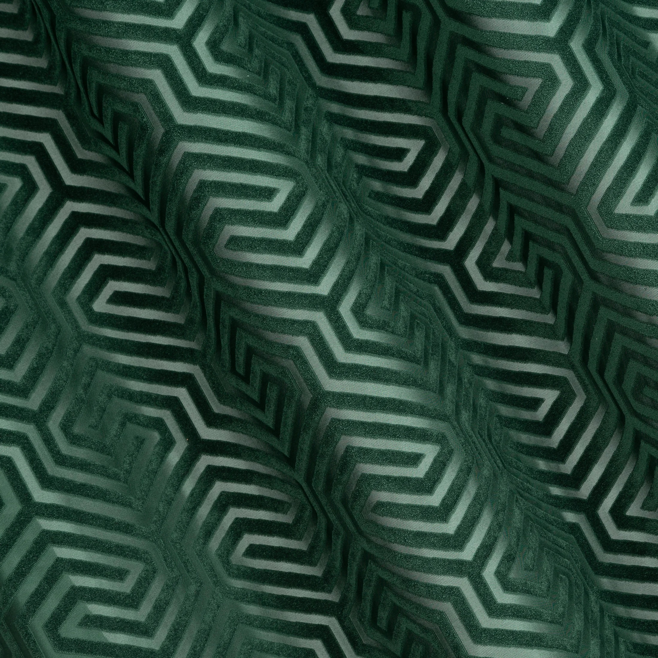 Zasłona ciemnozielona we wzór geometryczny z tkaniny welwetowej 140x250 przelotka INGA Pierre Cardin Eurofirany