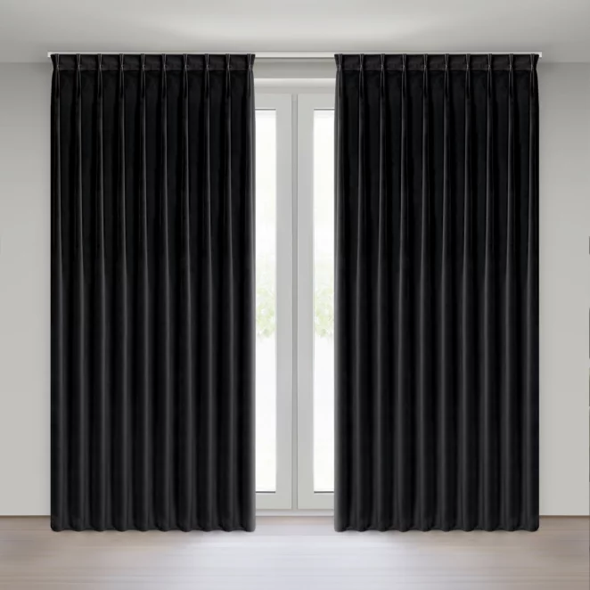 Zasłona czarna z welwetowej tkaniny 125x270 cm system flex - MELANIE Eurofirany