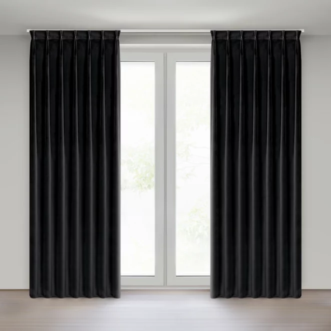 Zasłona czarna z welwetowej tkaniny 80x270 cm system flex - MELANIE Eurofirany