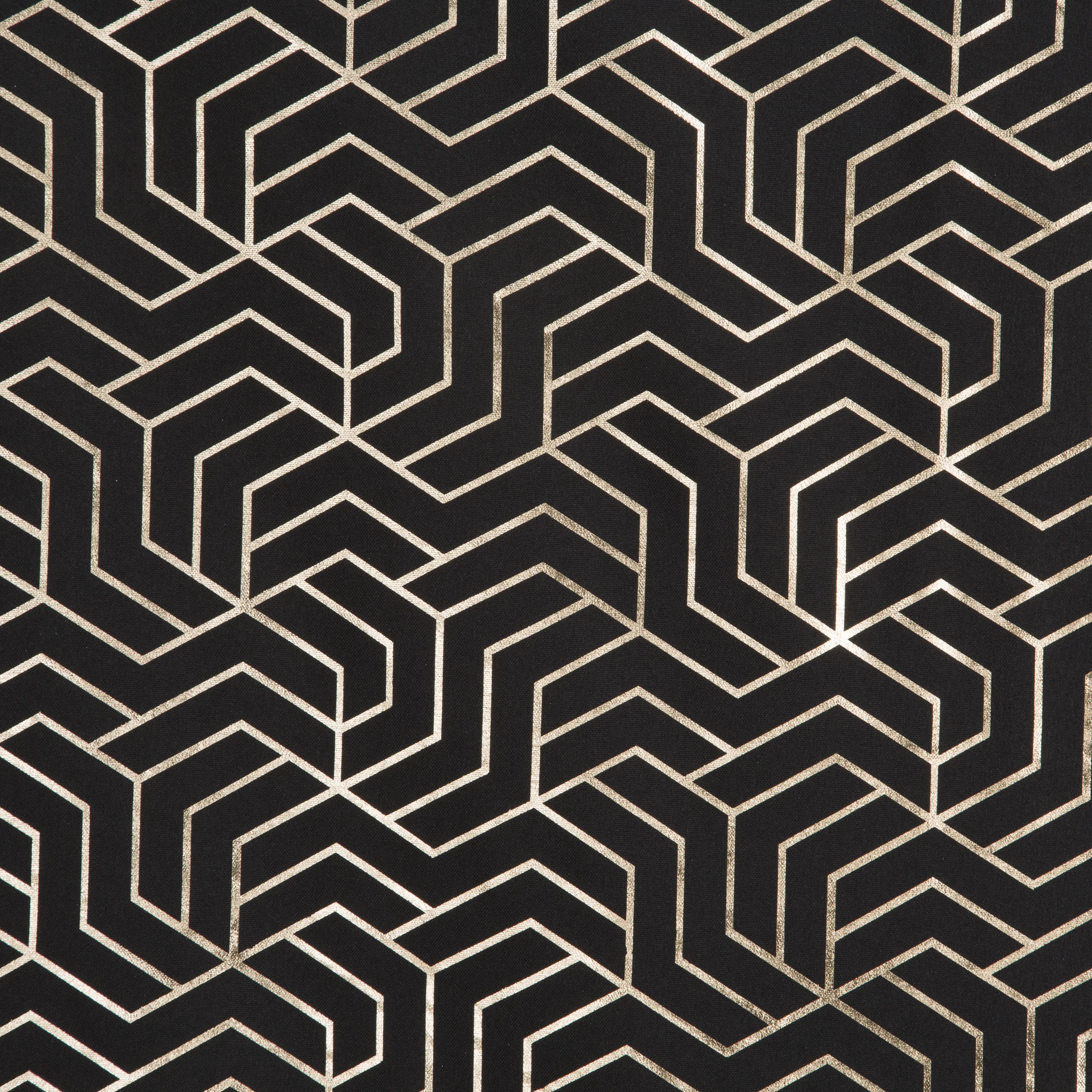 Zasłona czarno, szampańska zdobiona nadrukiem geometrycznym 140x250 cm przelotka SEMI Eurofirany
