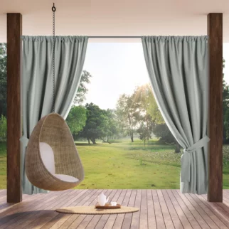 Zasłona srebrna z wodoodpornej tkaniny idealna do ogrodu i na taras 155x200 cm tunel GARDEN Eurofirany