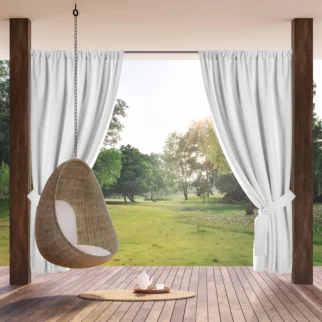 Zasłona biała z wodoodpornej tkaniny idealna do ogrodu i na taras 155x200 cm tunel GARDEN Eurofirany