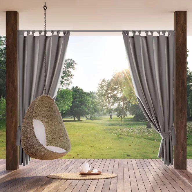 Zasłona stalowa z wodoodpornej tkaniny idealna do ogrodu i na taras 155x220 cm szelki/rzep GARDEN Eurofirany