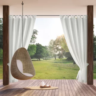 Zasłona biała z wodoodpornej tkaniny idealna do ogrodu i na taras 155x240 cm szelki/rzep GARDEN Eurofirany
