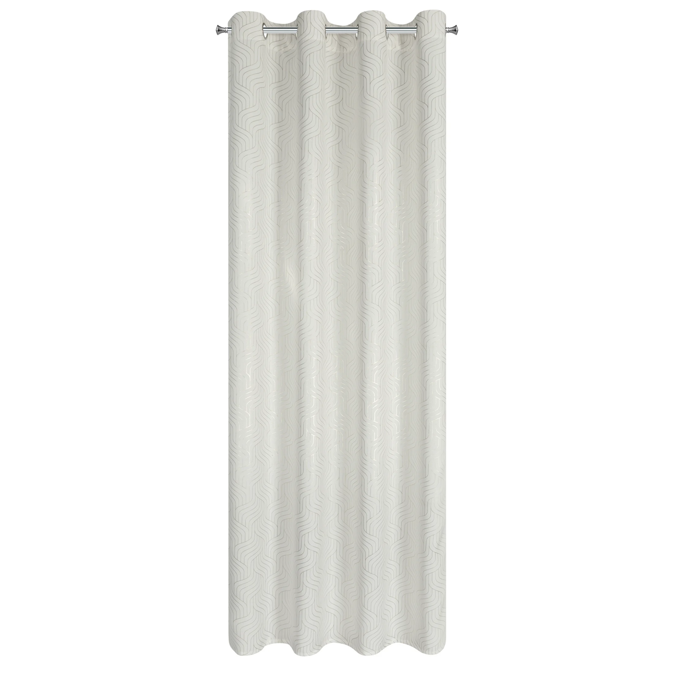 Zasłona biało, szampańska z błyszczącym wzorem z tkaniny typu blackout 140x250 cm przelotka OLETA Eurofirany