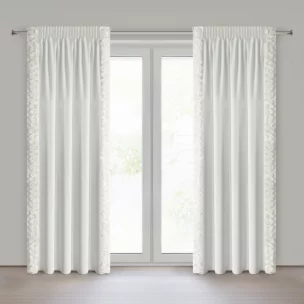 Zasłona kremowa z welwetu zdobiona aplikacją 3D róż 140x270 cm taśma - ROSES Eva Minge Eurofirany