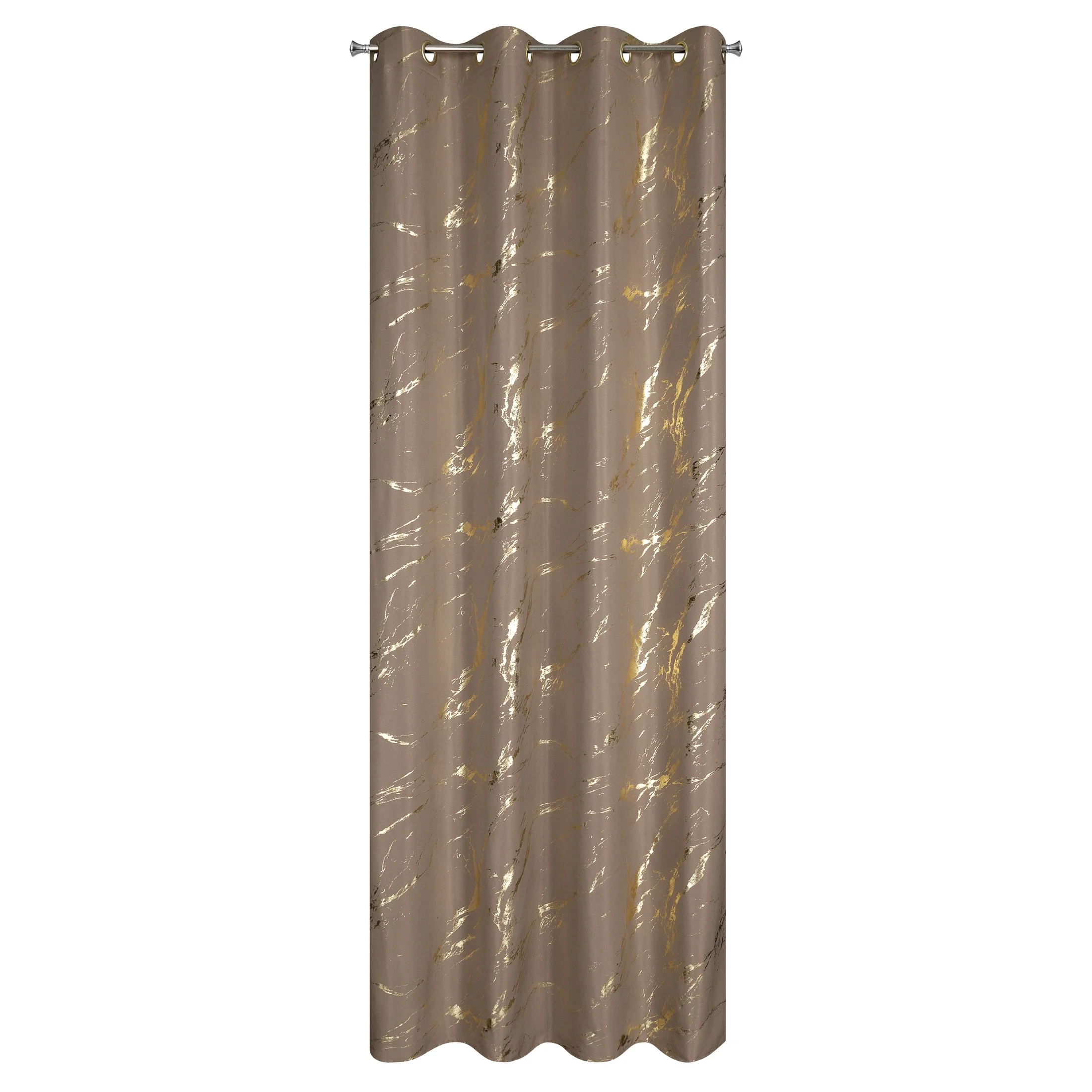 Zasłona brązowo, złocista zdobiona nadrukiem marmurku 140x250 cm przelotka LANI Eurofirany