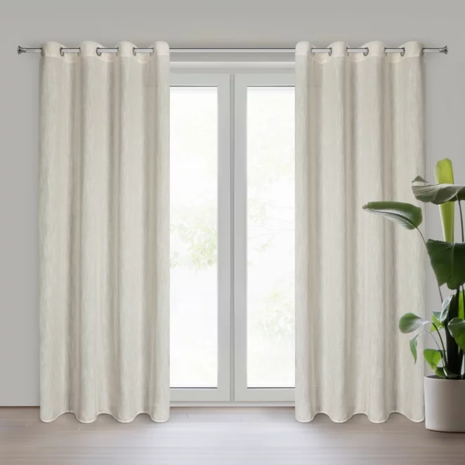 Zasłona naturalna z dodatkiem lnu w stylu eko 140x250 cm przelotka LETIKA Eurofirany