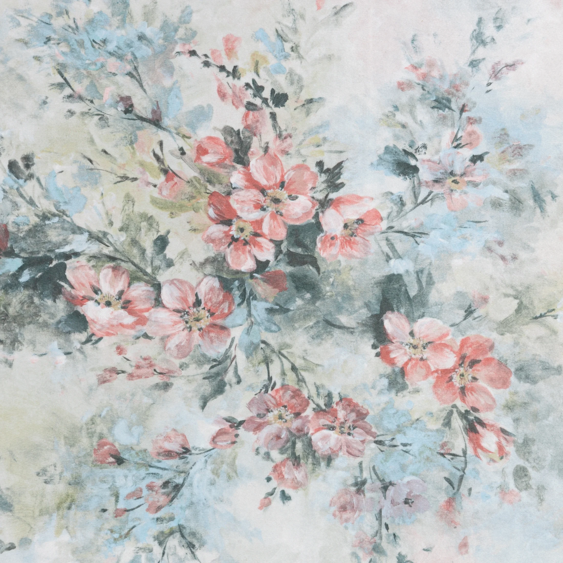 Zasłona kremowo, różowa w kwiaty z welwetu 140x250 cm przelotka MARISA Eurofirany