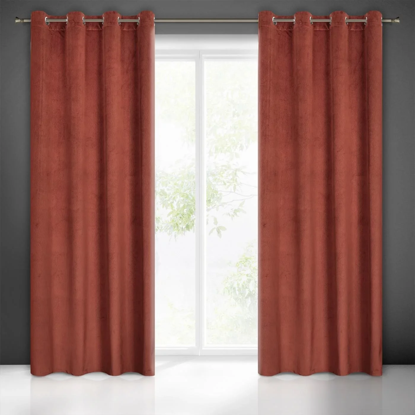 Zasłona ceglasta z wytłaczanego welwetu 140x250 cm przelotka LILI Eurofirany