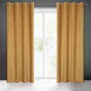 Zasłona żółta z wytłaczanego welwetu 140x250 cm przelotka LILI Eurofirany