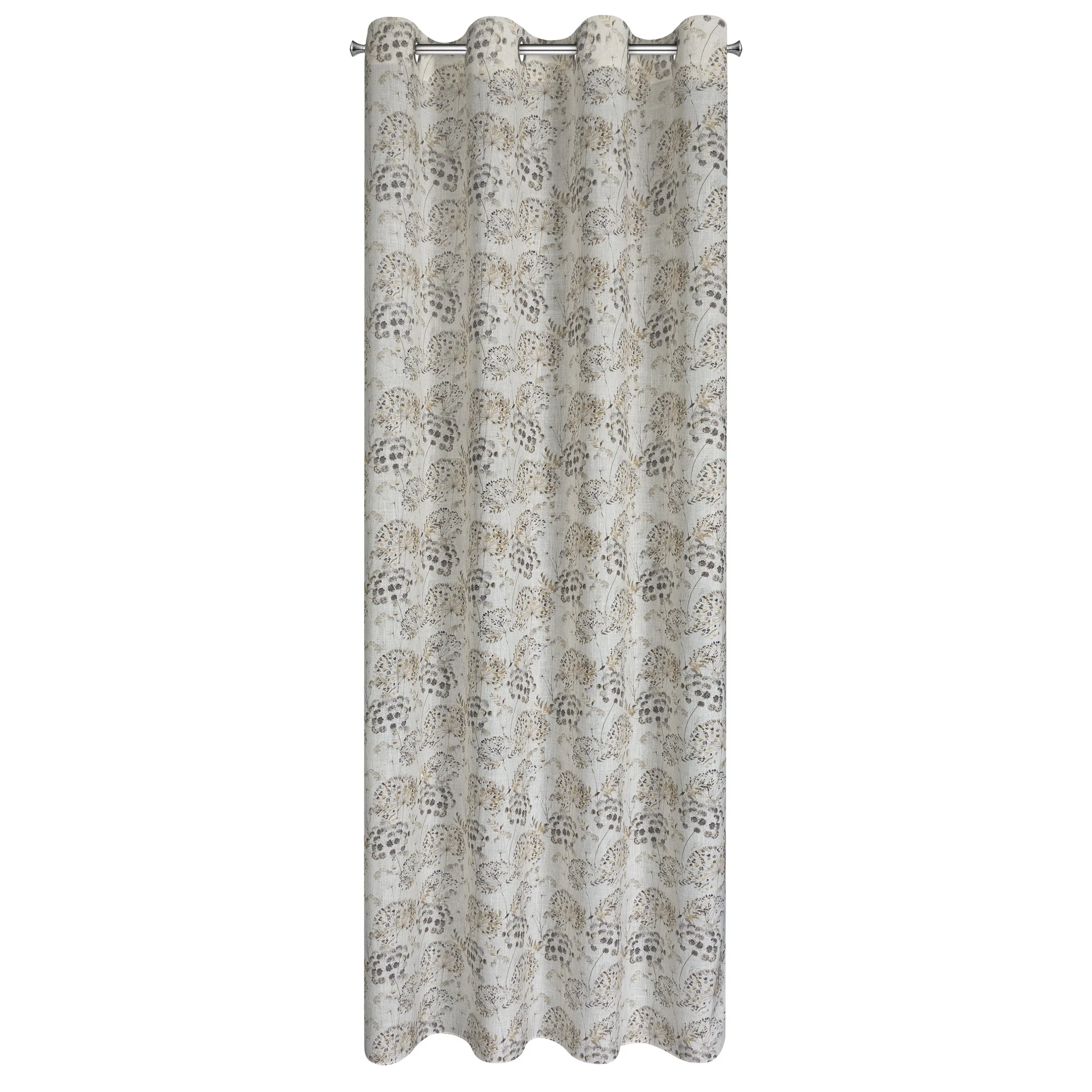 Zasłona naturalno, brazowa z tkaniny z dodatkiem lnu zdobiona nadrukiem polnych kwiatów 140x250 cm przelotka - MIRA Eurofirany