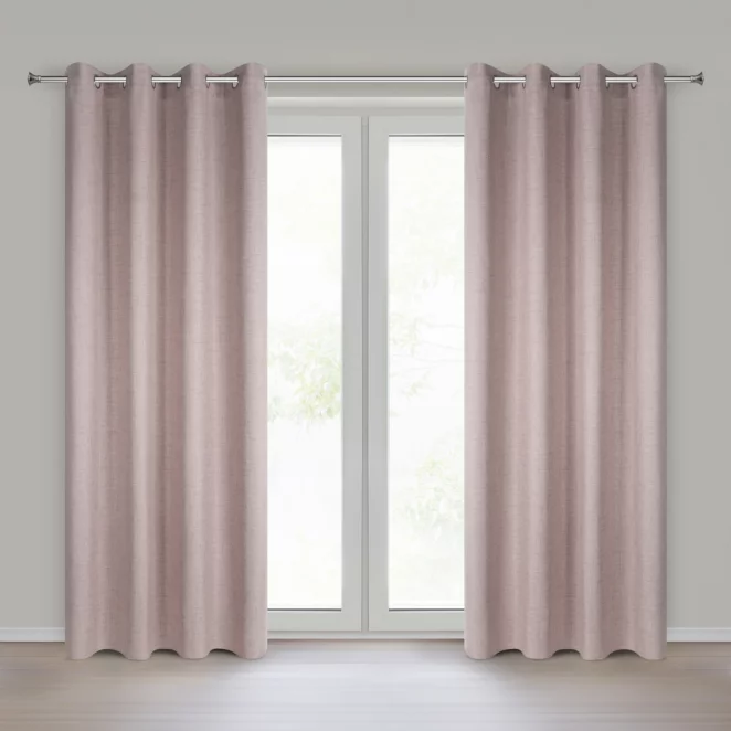 Zasłona o naturalnym splocie z efektem melanżu pudrowa 140x250 cm przelotki - JULA2 Eurofirany