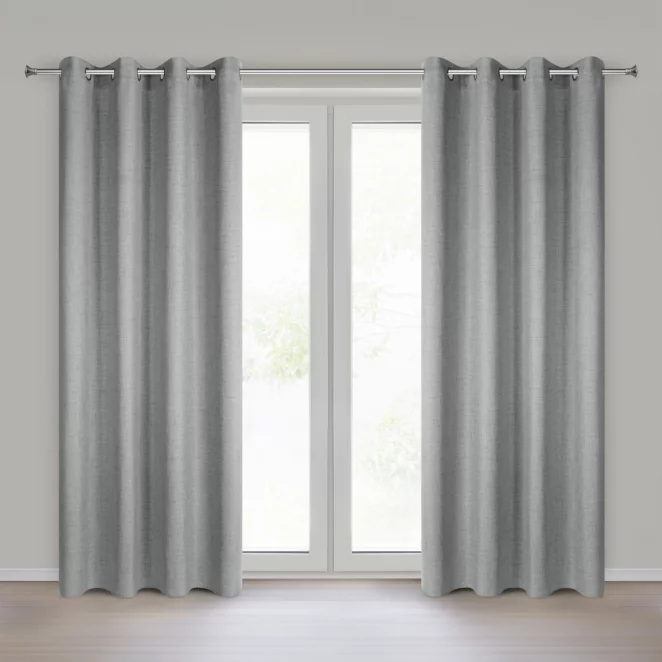 Zasłona o naturalnym splocie z efektem melanżu srebrna 140x250 cm przelotki - JULA2 Eurofirany