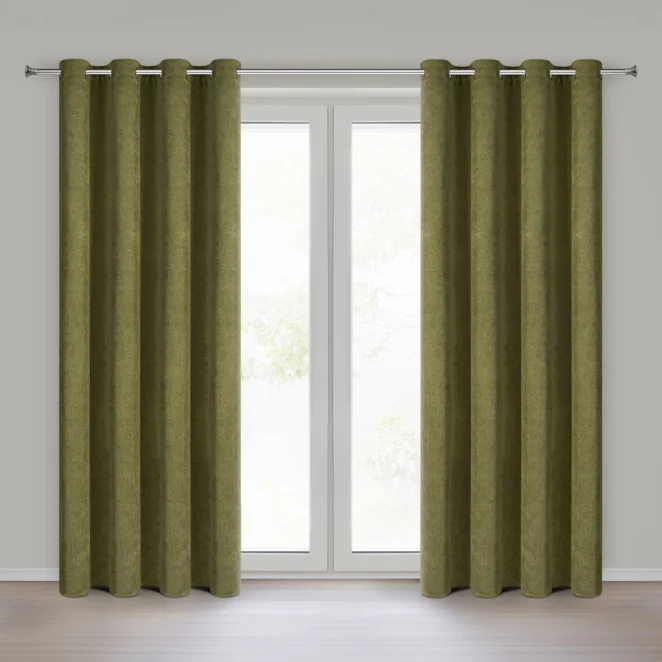 Zasłona oliwkowa z żakardowym wzorem jodełki 140x250 cm przelotka - BLAKE Eurofirany